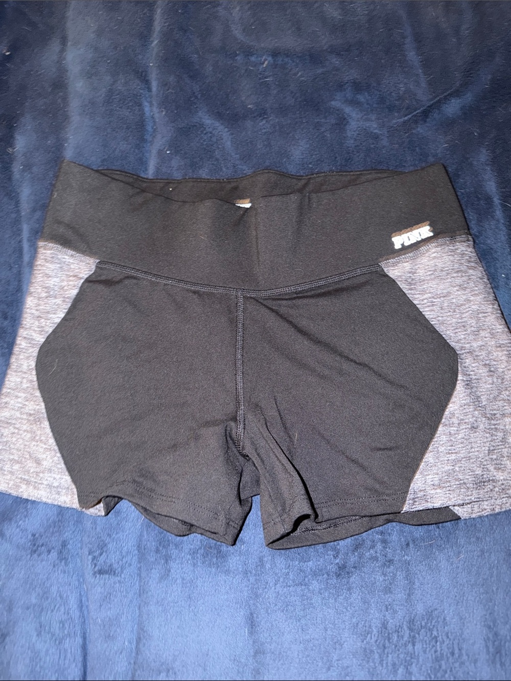 PINK Victoria's Secret Black with Gray Panel Athletic Shorts